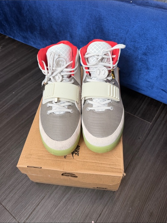 Yeezy Other - NIKE YEEZY  Gray Sneakers with Red Lining and Lime-Green Sole